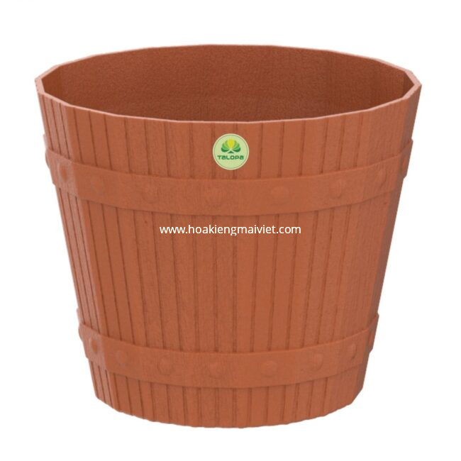 Chợ Hoa Kiểng 19 Chậu Nhựa Giả Thùng Gỗ Dây Đai